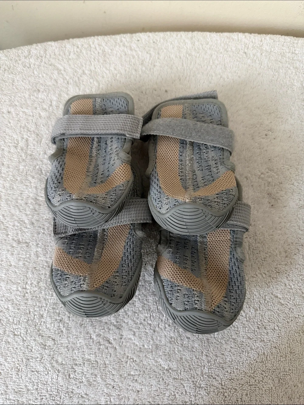 Doggy Grey and Tan Active Booties- Breathable Velcro Straps